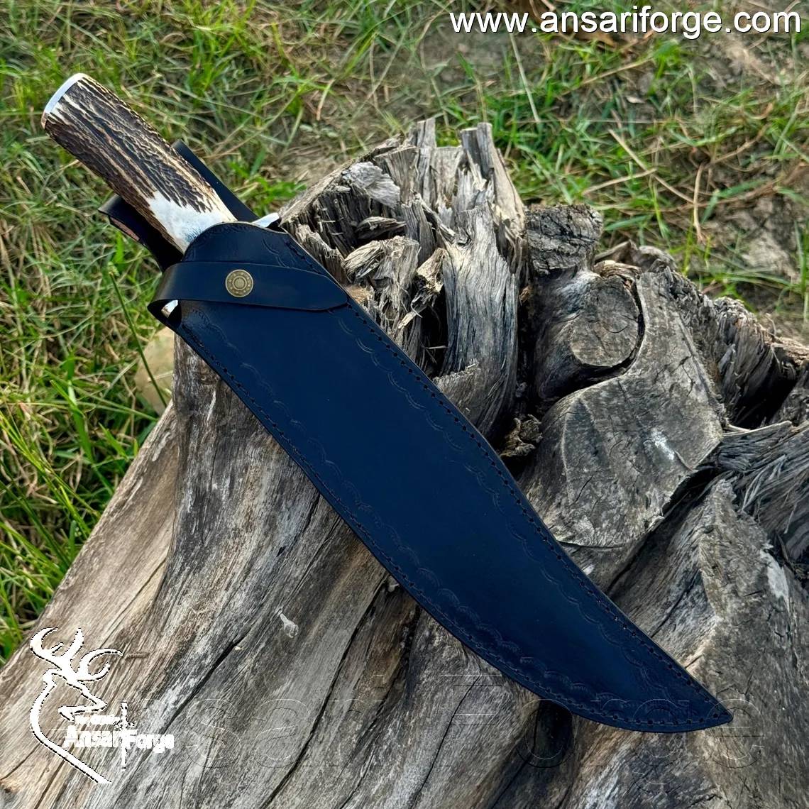 Leather sheath for Jim Bowie hunting knife.