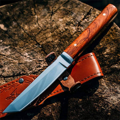 Custom made 420J2 tool steel Tanto hunting knife