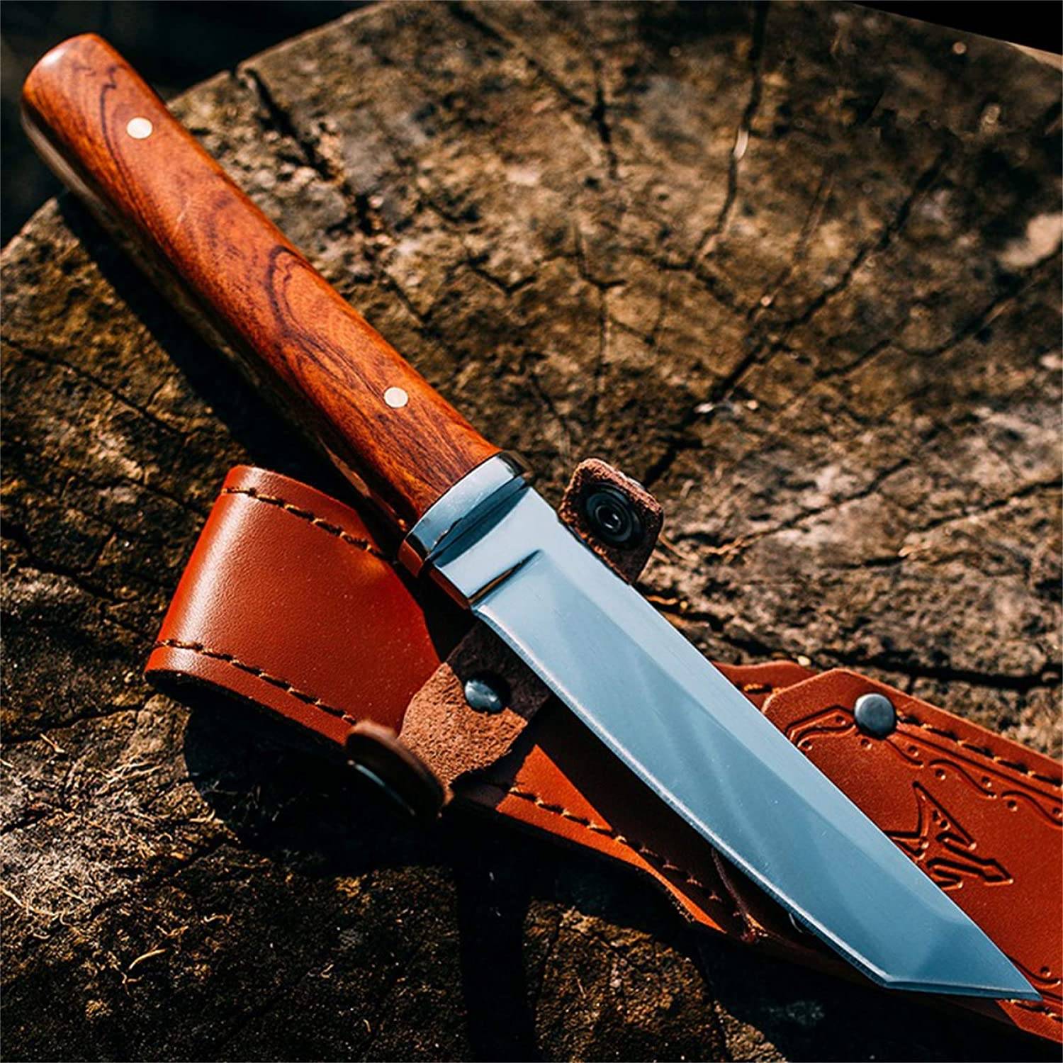 Custom made 420J2 tool steel Tanto hunting knife