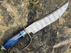 Custom Handmade Mosaic Damascus Bowie Knife With Sheath For Men