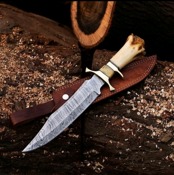 Damascus steel sub hilt big Bowie - Black Friday