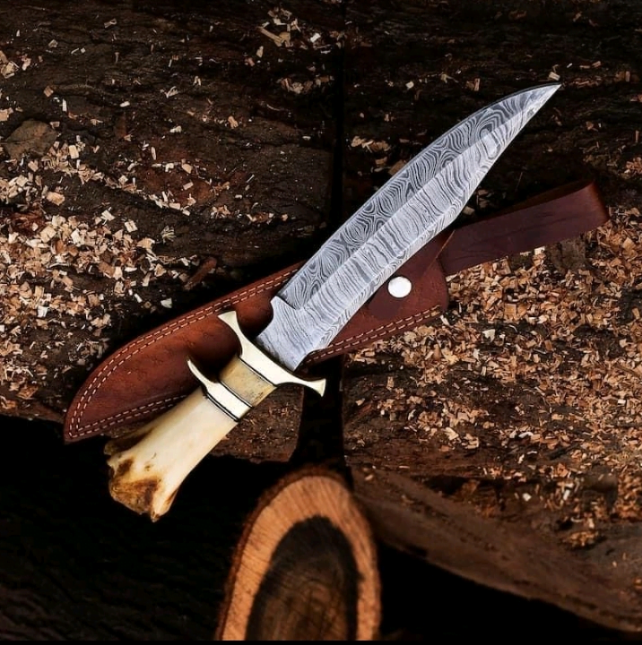 Damascus steel sub hilt big Bowie - Black Friday