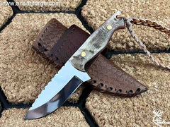 Custom made 420 J2 steel mirror finish blade hunting knife with sheath