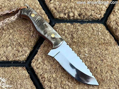 Custom made 420 J2 steel mirror finish blade hunting knife with sheath