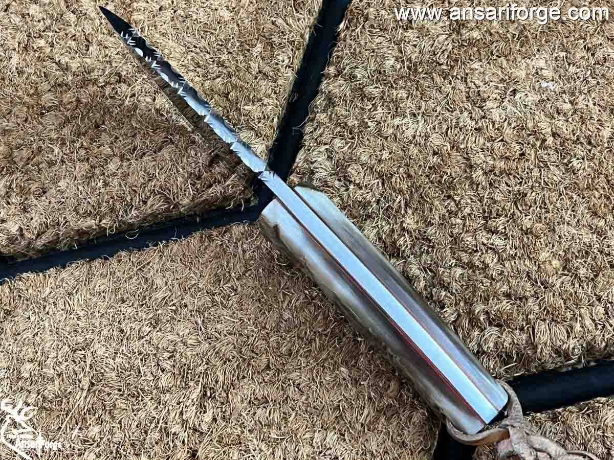 Custom made 420 J2 steel mirror finish blade hunting knife with sheath
