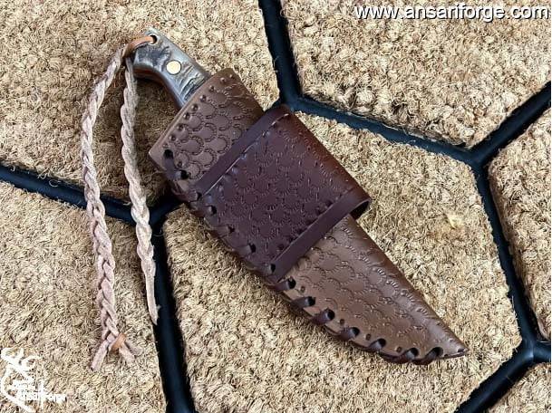 Custom made 420 J2 steel mirror finish blade hunting knife with sheath