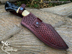 Custom made 1075 steel san mai pattern hunting knife