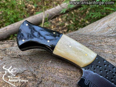Custom made 1075 steel san mai pattern hunting knife
