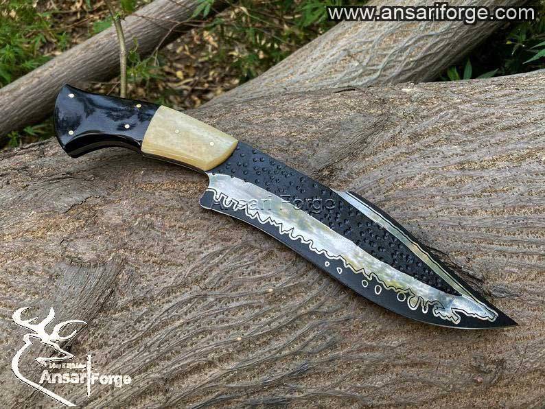Custom made 1075 steel san mai pattern hunting knife