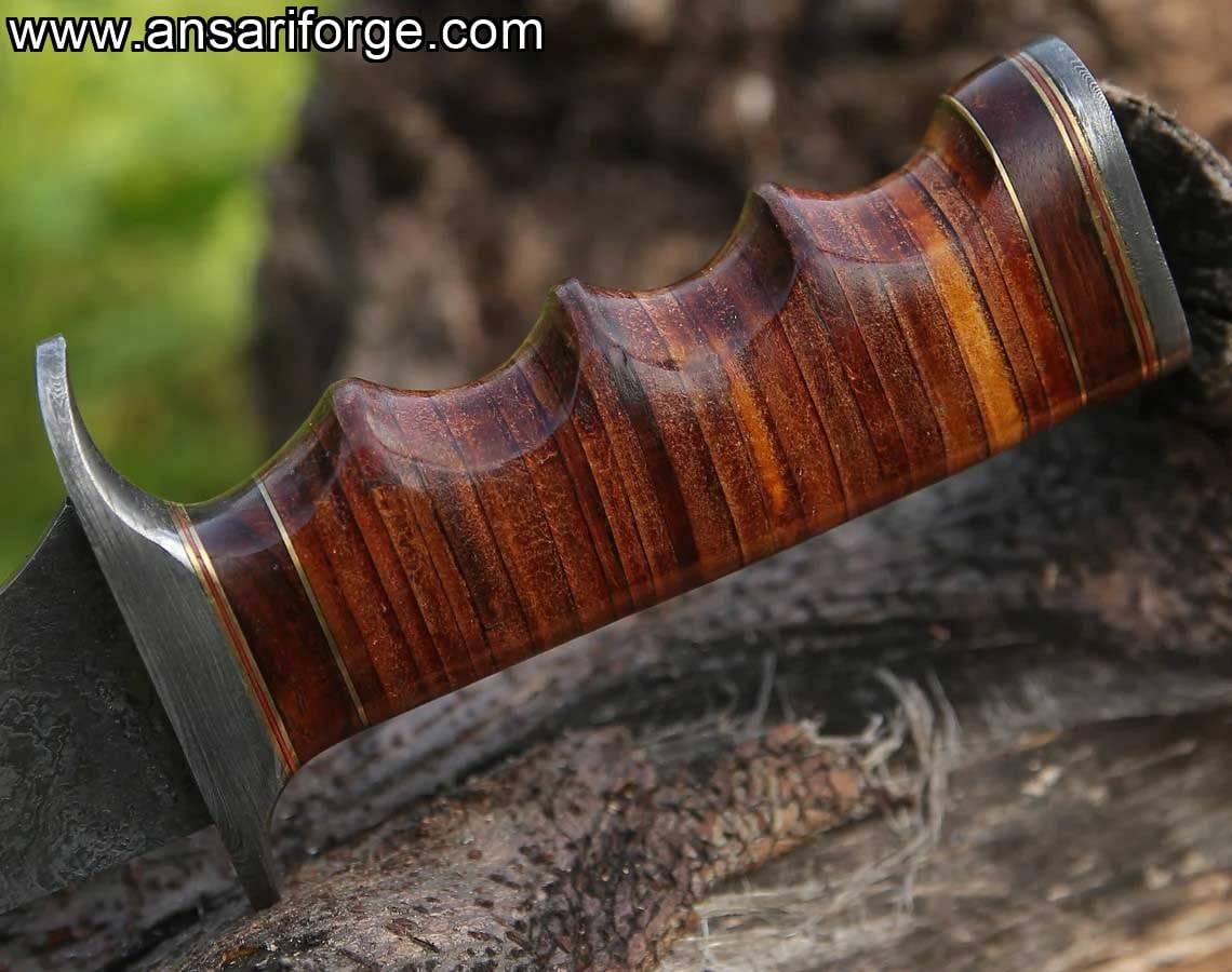 DAMASCUS KNIFE, Bowie knife, Hunting knife, Engraved knife, Personalized Gift, Bushcraft, Survival, knife, Leather Handle, Sheath, Full Tang