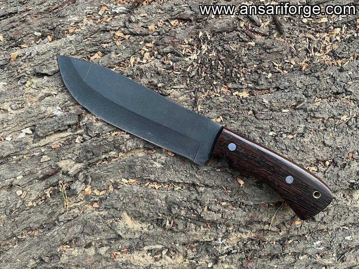 Hand forged 1095 bushcraft knife 10" - Custom made hunting knife with sheath