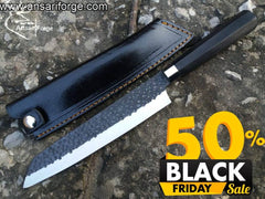 8 inch Japanese Kiritsuke Chef Knife, Hand Forged Carbon Steel Kitchen Knives, Professional Meat Sushi Chef's Knife