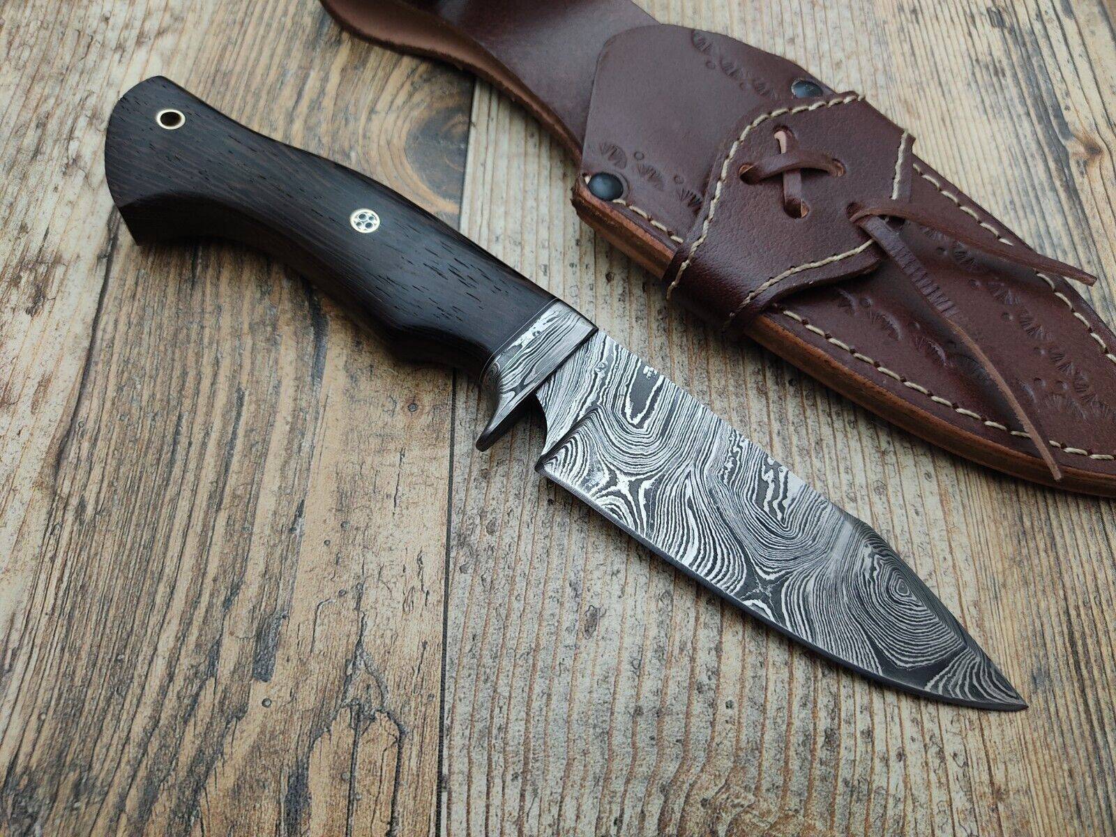 Custom Handmade Damascus Steel Hunting Knife - Bushcraft knife