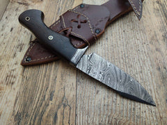 Custom Handmade Damascus Steel Hunting Knife - Bushcraft knife