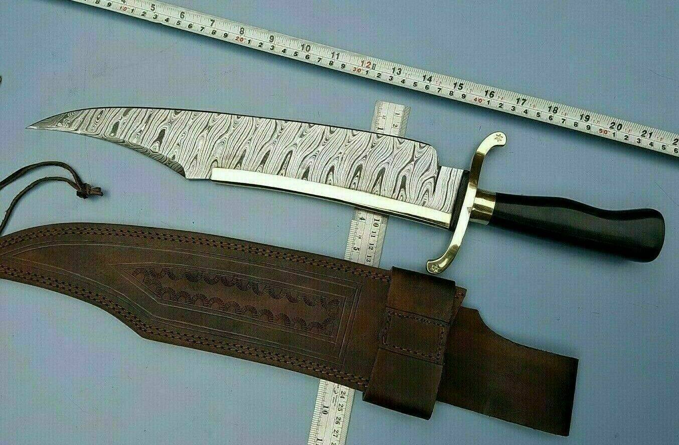 Damascus steel beautiful handmade hunting knife Bowie knife