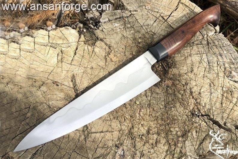 8 inch Japanese Chef Knife, Hand Forged 440C Damascus Steel Kitchen Knives, Professional Meat Sushi Chef Knife