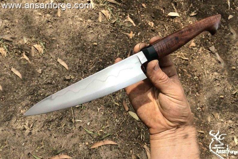 8 inch Japanese Chef Knife, Hand Forged 440C Damascus Steel Kitchen Knives, Professional Meat Sushi Chef Knife