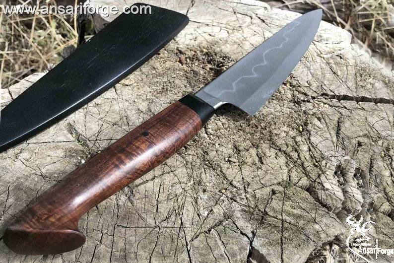 8 inch Japanese Chef Knife, Hand Forged 440C Damascus Steel Kitchen Knives, Professional Meat Sushi Chef Knife