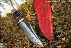 Custom Handmade Damascus San Mai High Carbon Steel Hunting Knife With Sheath
