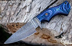 Fixed Blade Damascus Hunting Knife With Sheath