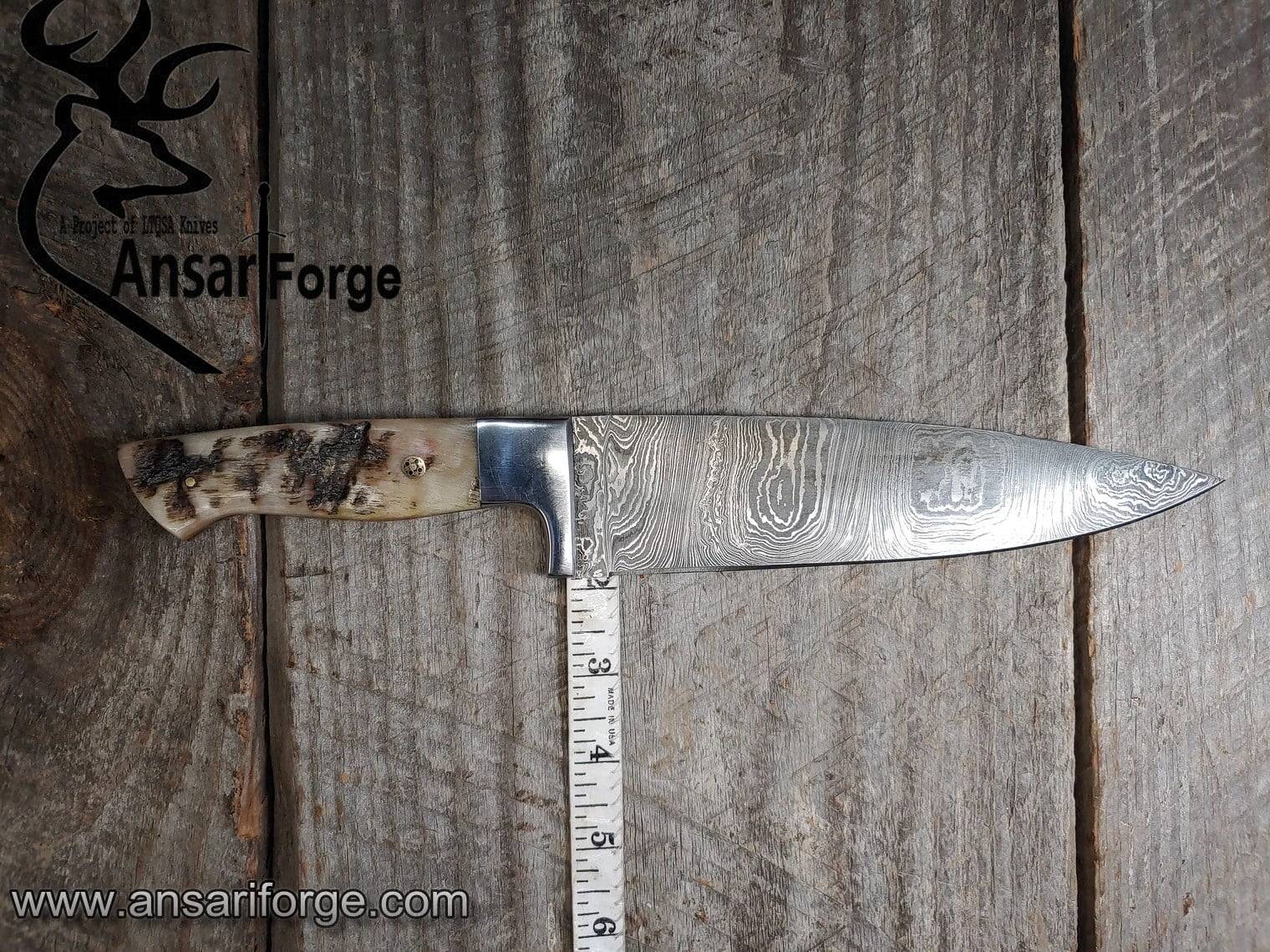 Damascus steel professional chef knife kitchen knife with sheep horn handle