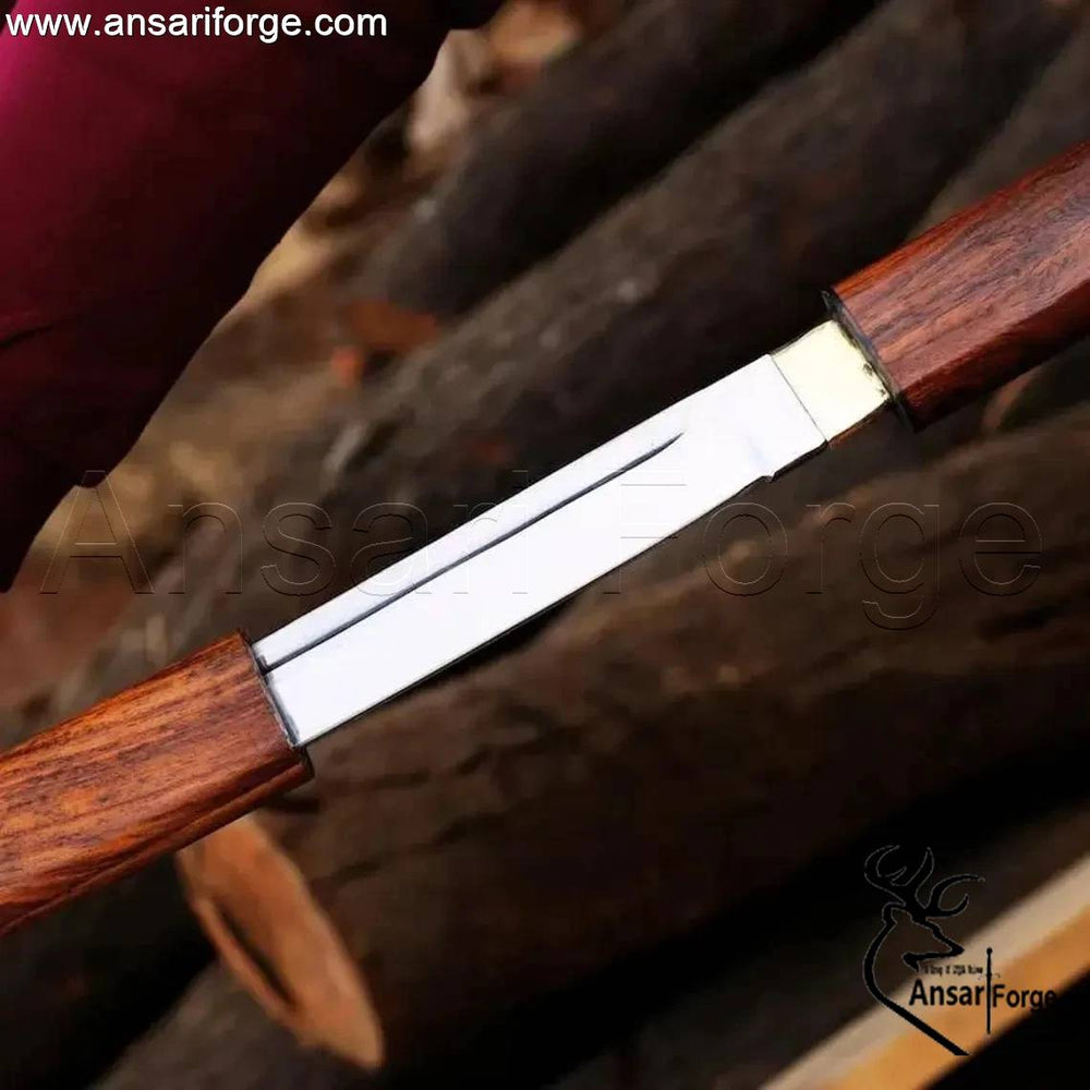 rosewood handle, brass guard, shirasaya katana