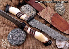 Damascus hunting knife - New year sale