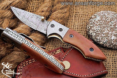 Custom made Damascus steel Pocket knife - Black Friday Offer