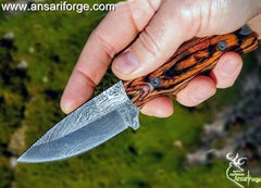 Bush craft Damascus knives for men suitable for  hunting gift deer skinning field dressing and every day carry , tactical , survival , camping  knife with sheath .