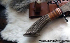 Damascus Hunting Knife Stag Horn Handle