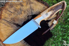 Best Fixed Blade Knife - Handmade D2 Steel with Antler Handle.