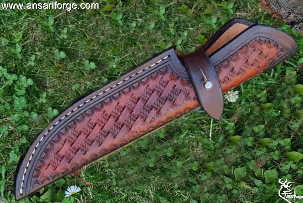Hand stitched knife sheath made from genuine cowhide leather.