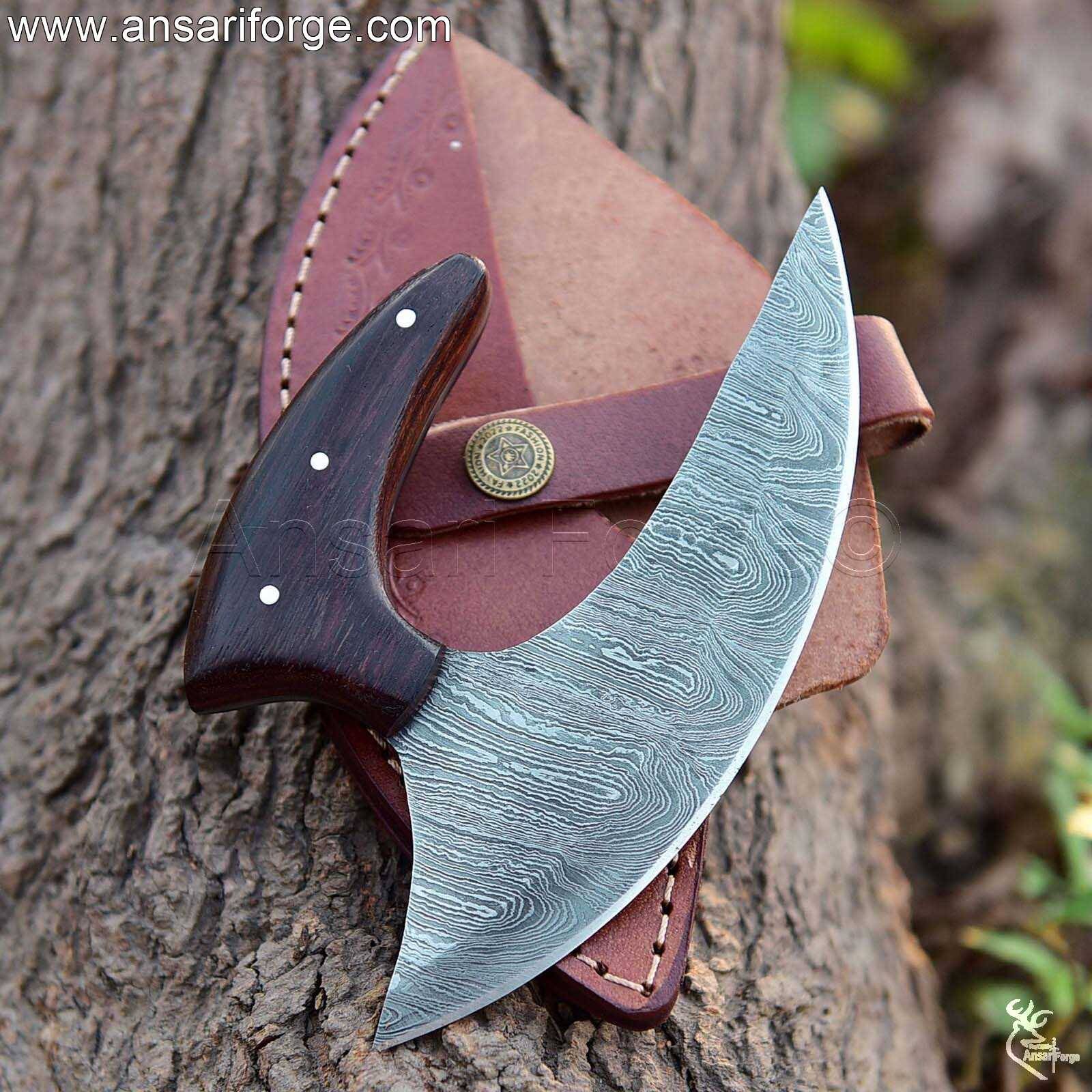 Handmade Damascus Ulu Knife with Twist Pattern Blade – Ansari Forge.