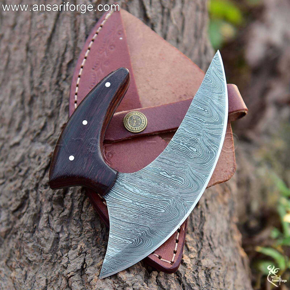 Handmade Damascus Ulu Knife with Twist Pattern Blade – Ansari Forge.