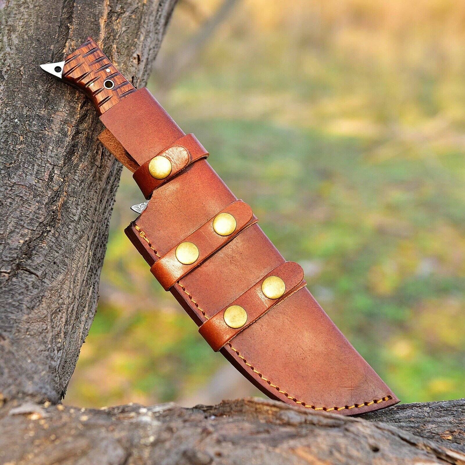 Custom Handmade Hand FORGED DAMASCUS STEEL TRACKER HUNTING Fix Blade Knife