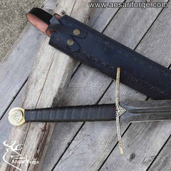 Damascus steel Viking Sword with leather sheath
