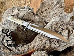 D2 high grade mirror polish hunting Bowie knife
