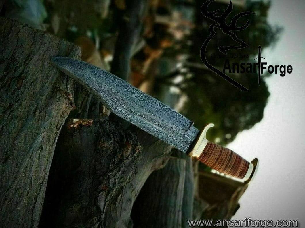 Handmade Damascus steel Bowie knife