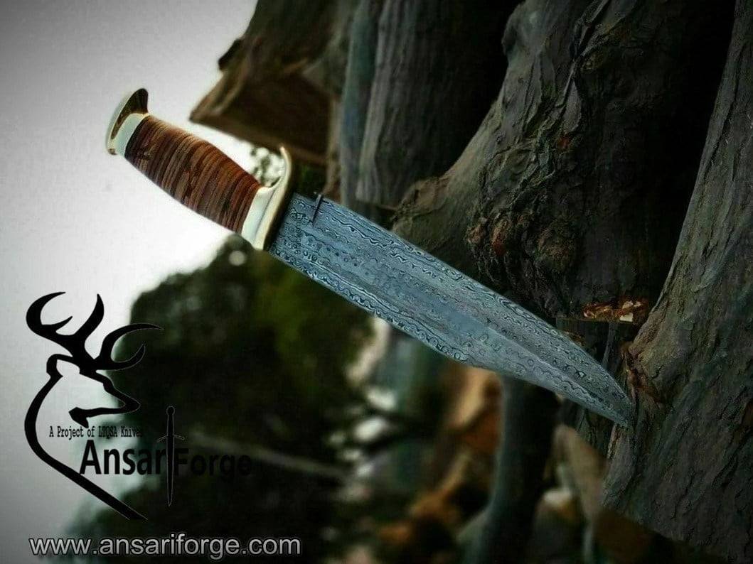 Handmade Damascus steel Bowie knife