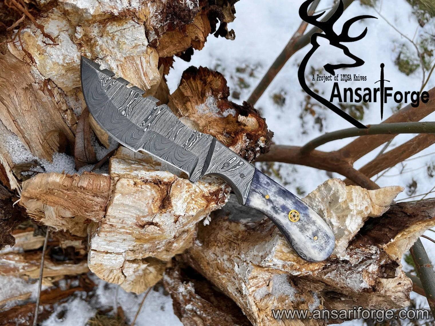 Handmade Hunting Bushcraft Tracker Knife Forged Damascus Steel Survival EDC 12''
