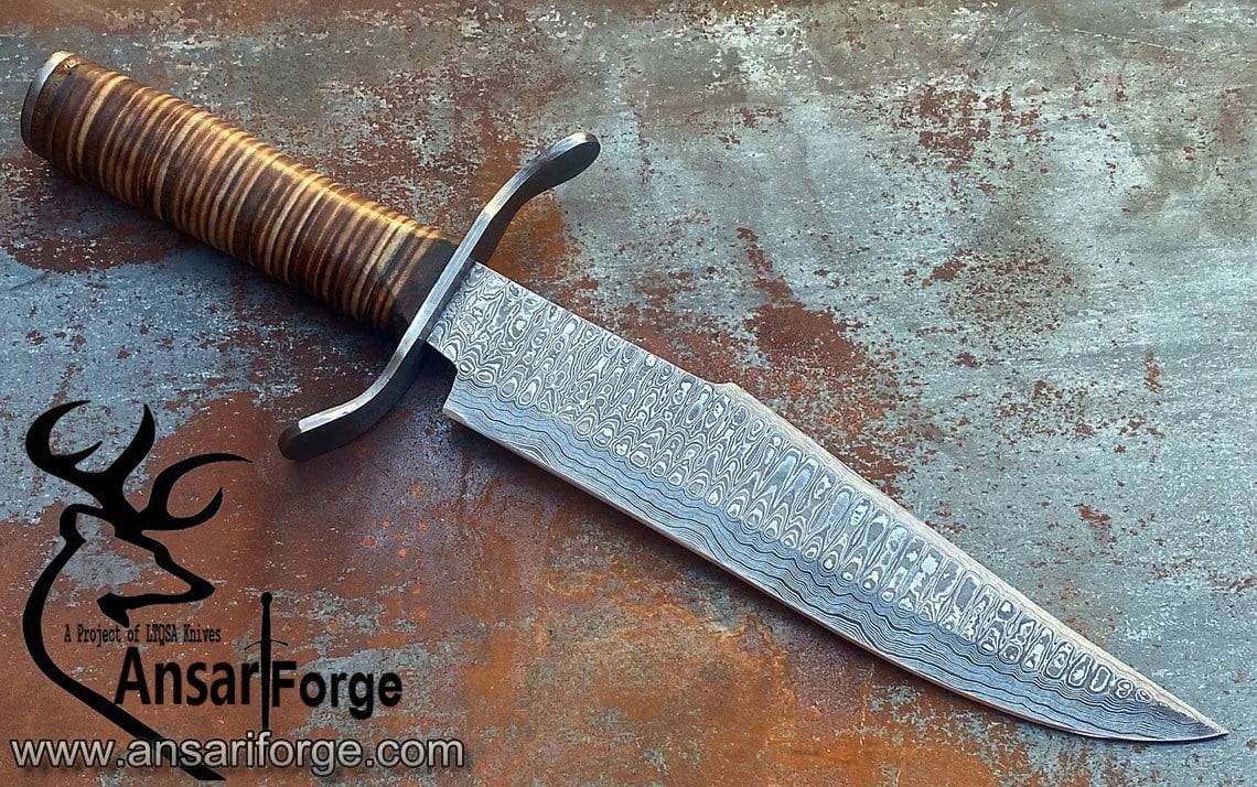 Damascus steel handmade Bowie 13 inches long