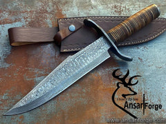 Damascus steel handmade Bowie 13 inches long