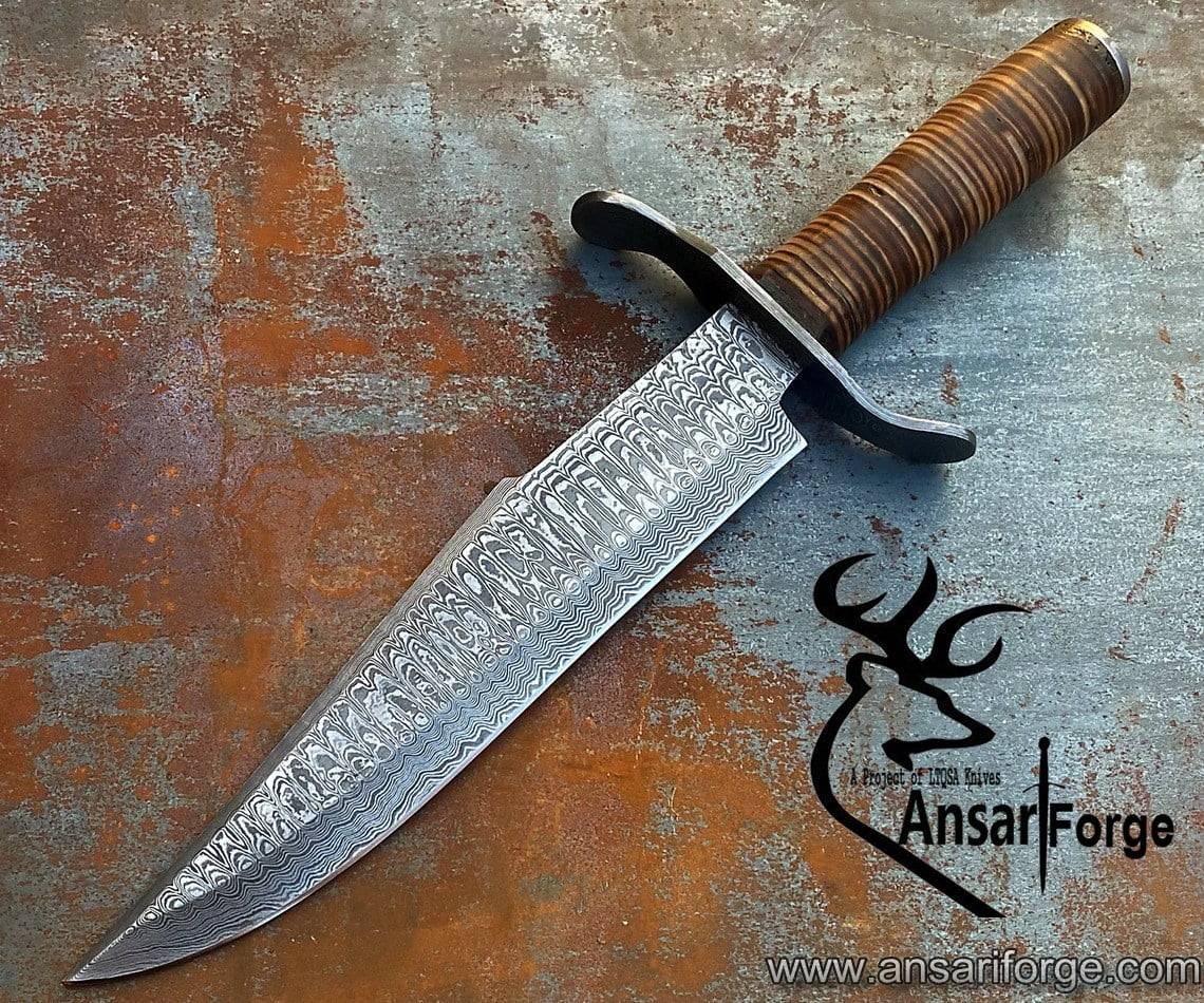 Damascus steel handmade Bowie 13 inches long