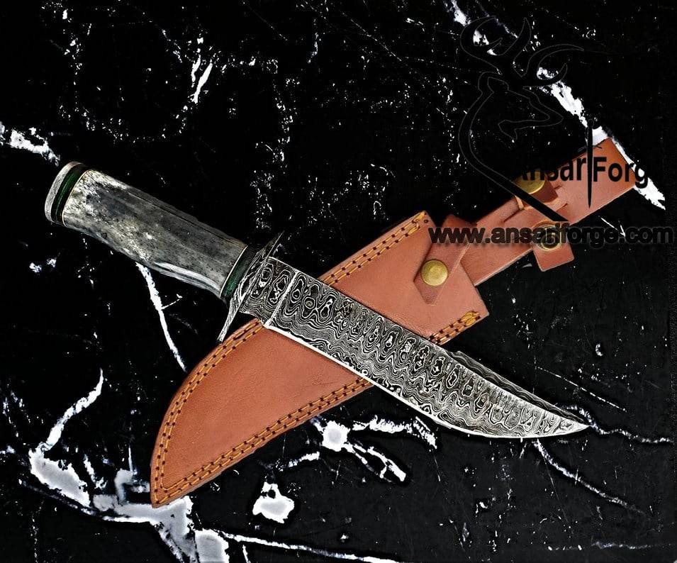 Damascus steel custom handmade Bowie knife Camping knife Survival Knife