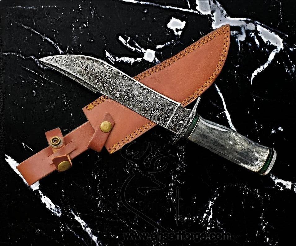 Damascus steel custom handmade Bowie knife Camping knife Survival Knife
