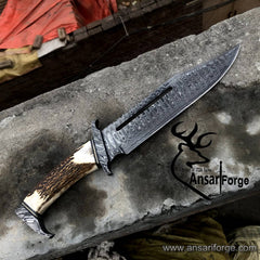 Damascus steel beautiful handmade Hunting Bowie knife