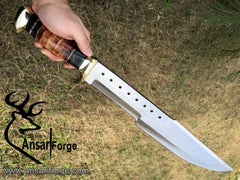 D2 steel mirror polished Crocodile Dunde Blood Grooved hunting Tracker Bowie