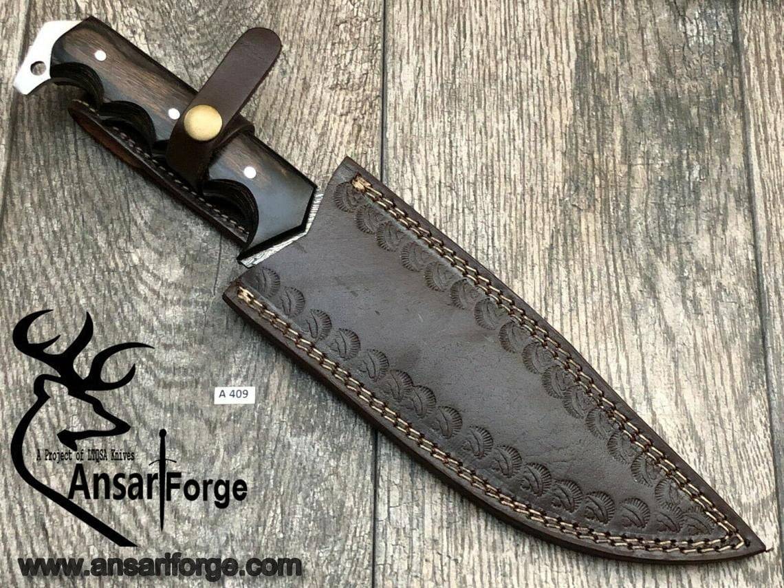Damascus steel custom handmade Bowie knife