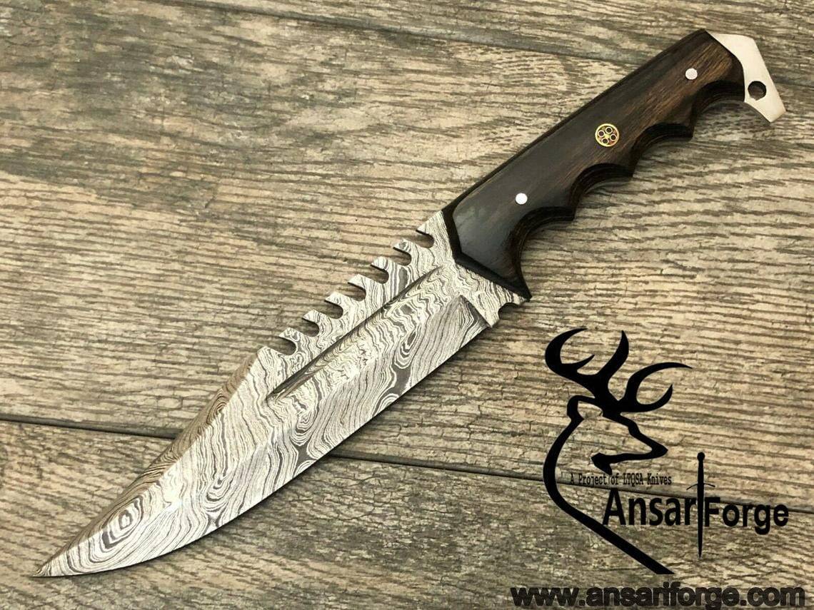 Damascus steel custom handmade Bowie knife