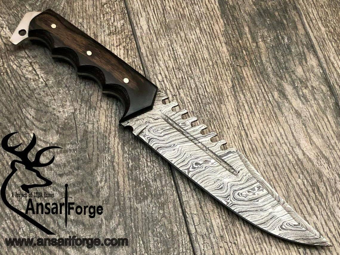 Damascus steel custom handmade Bowie knife